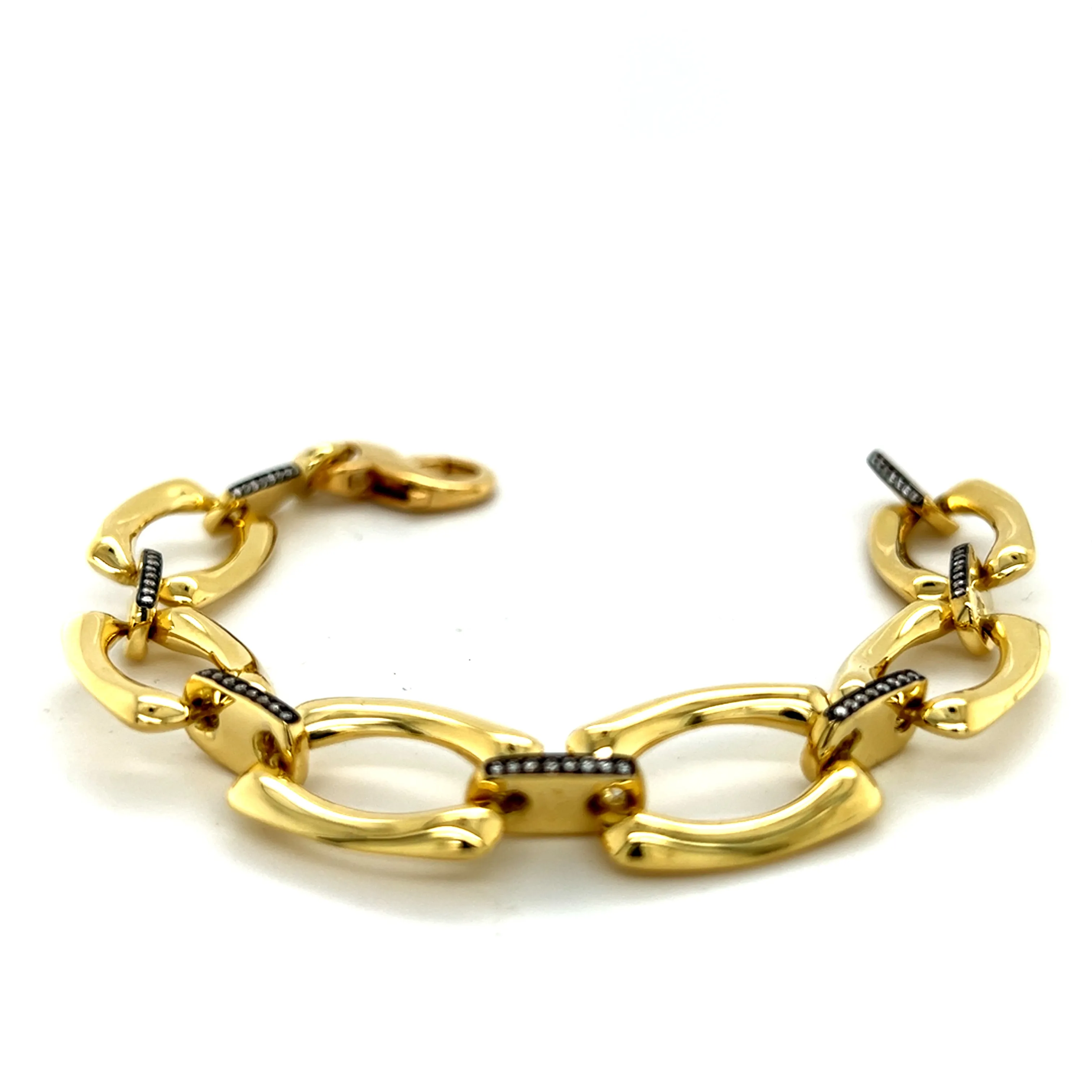 High Polish Mod Link Bracelet with Diamonds