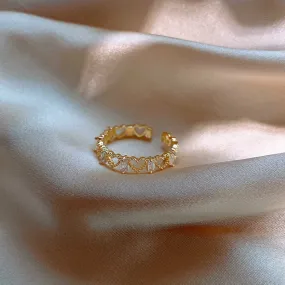 Hollow Heart-shaped Gold Opening Ring Exquisite Fashion Simple Index Finger Ring For Women