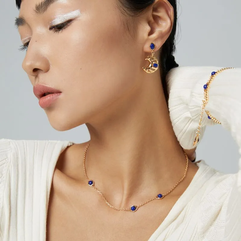 Horus Eyes Lapis Lazuli Bracelet in 18k Gold Vermeil