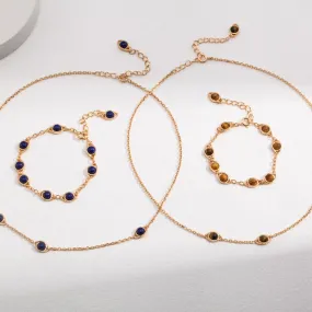 Horus Eyes Lapis Lazuli Bracelet in 18k Gold Vermeil