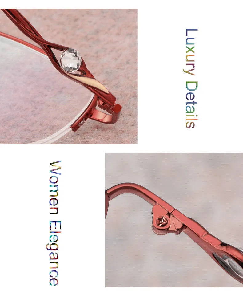 Hotochki Women's Semi Rim Alloy Frame Reading Glasses 3039