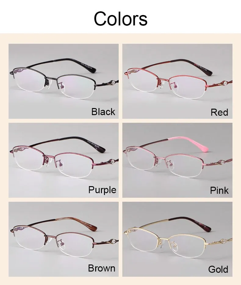 Hotochki Women's Semi Rim Alloy Frame Reading Glasses 3039