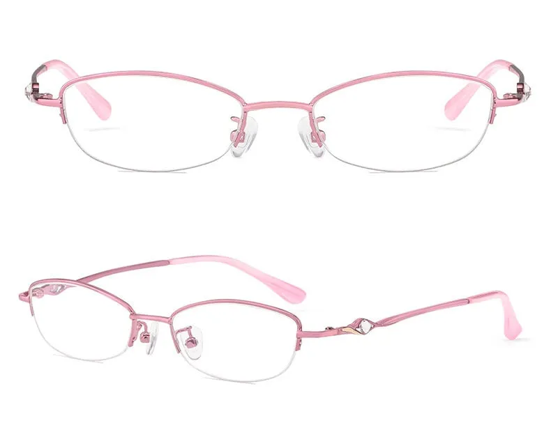 Hotochki Women's Semi Rim Alloy Frame Reading Glasses 3039