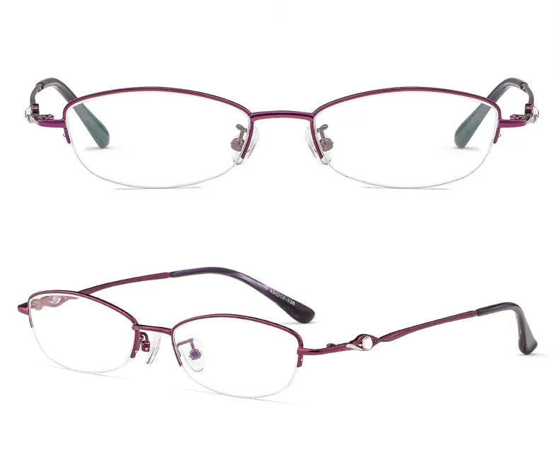 Hotochki Women's Semi Rim Alloy Frame Reading Glasses 3039