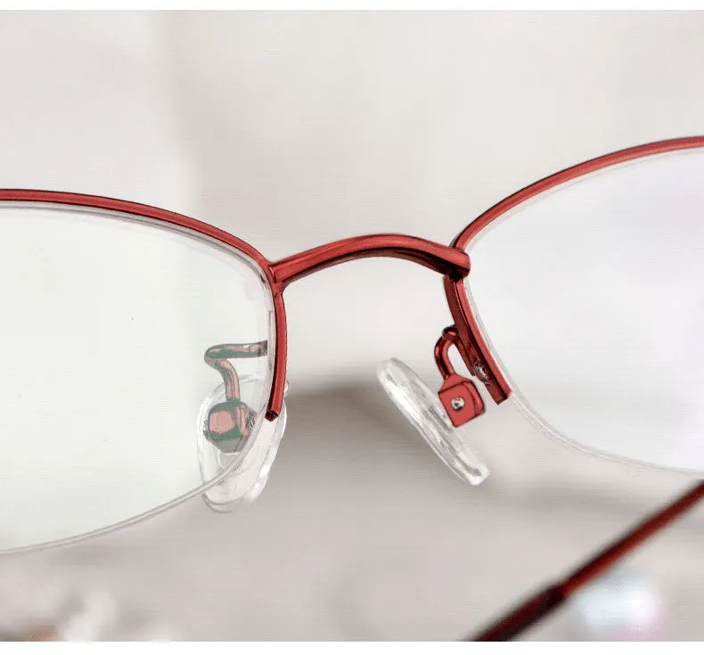 Hotochki Women's Semi Rim Alloy Frame Reading Glasses 3039