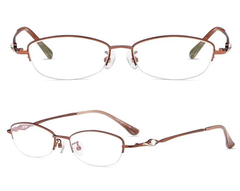 Hotochki Women's Semi Rim Alloy Frame Reading Glasses 3039