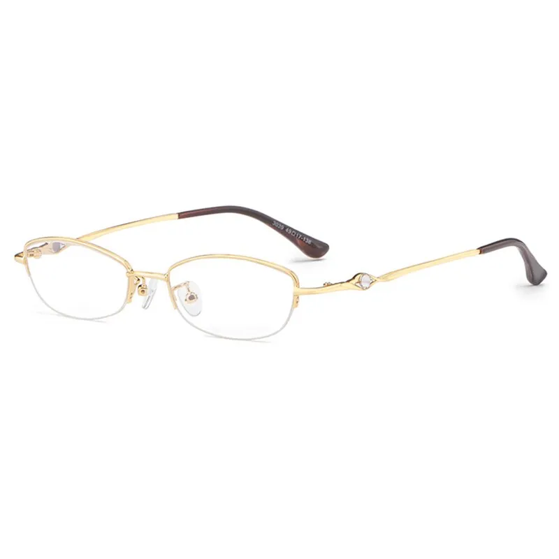 Hotochki Women's Semi Rim Alloy Frame Reading Glasses 3039