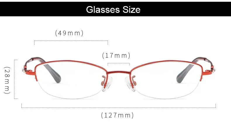 Hotochki Women's Semi Rim Alloy Frame Reading Glasses 3039