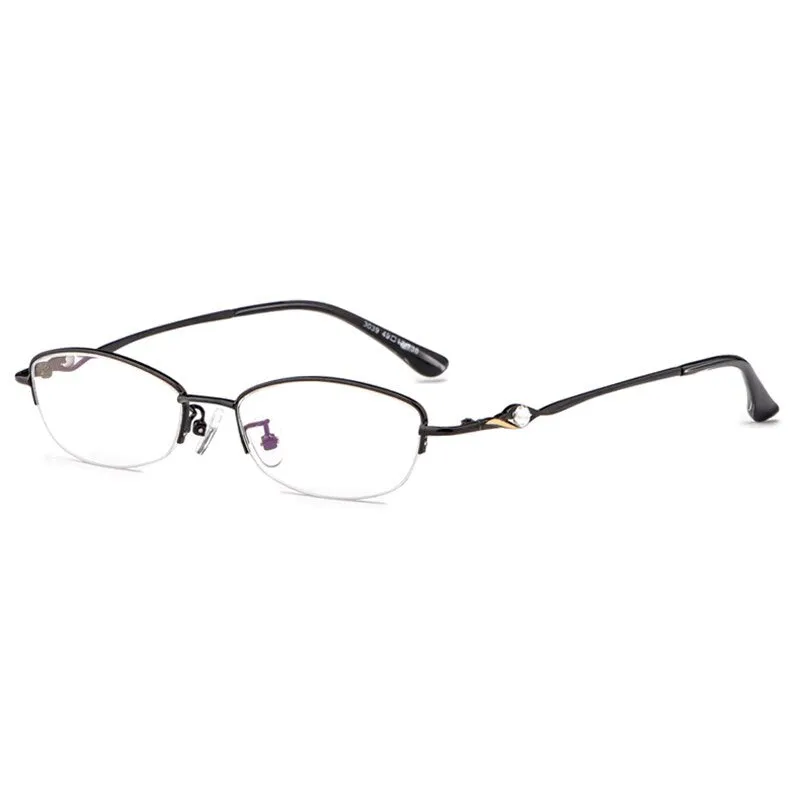 Hotochki Women's Semi Rim Alloy Frame Reading Glasses 3039