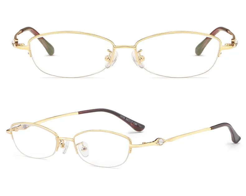 Hotochki Women's Semi Rim Alloy Frame Reading Glasses 3039