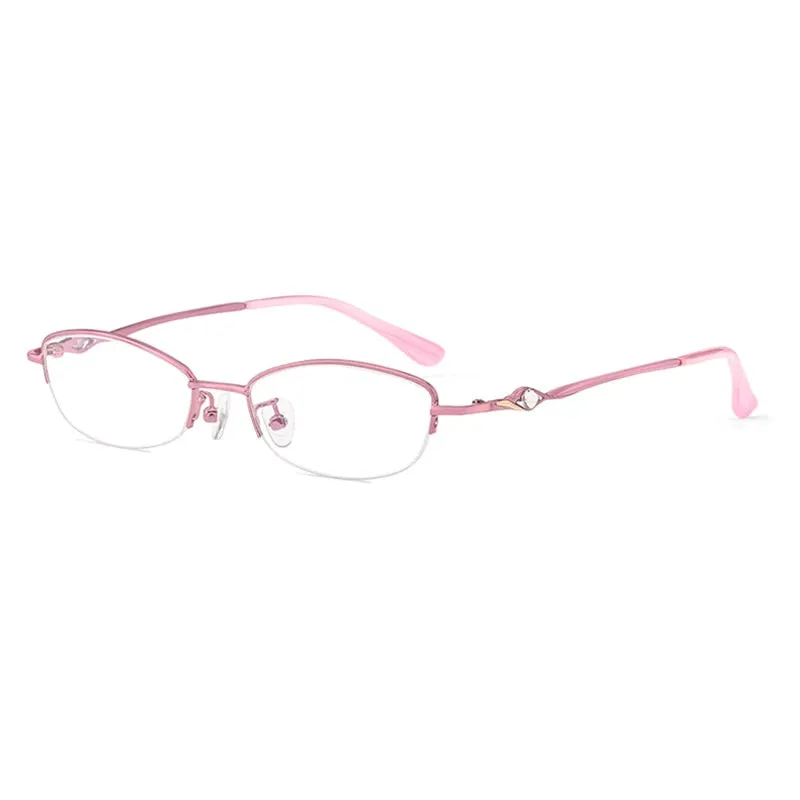 Hotochki Women's Semi Rim Alloy Frame Reading Glasses 3039