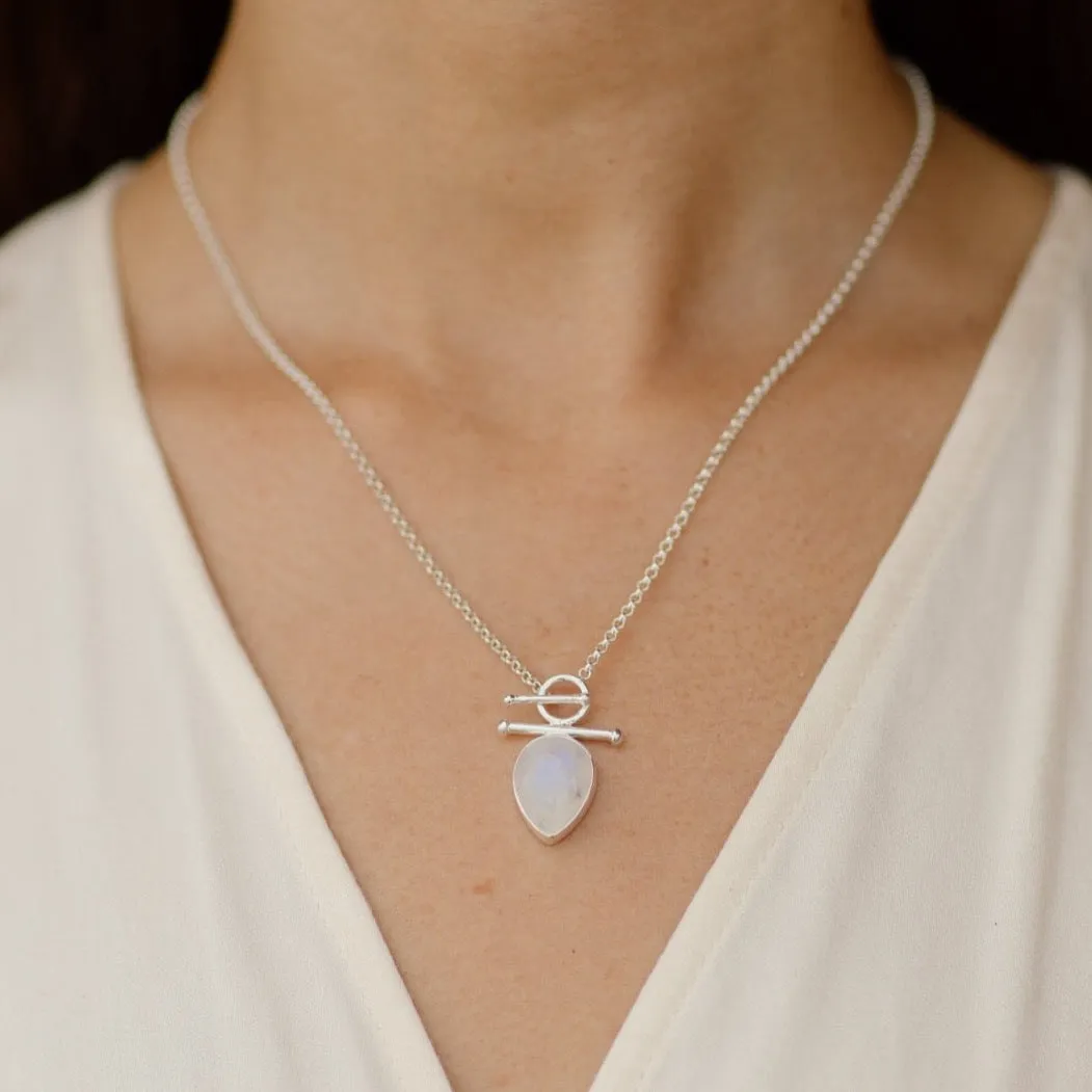 Indra Sterling Silver Rainbow Moonstone Necklace