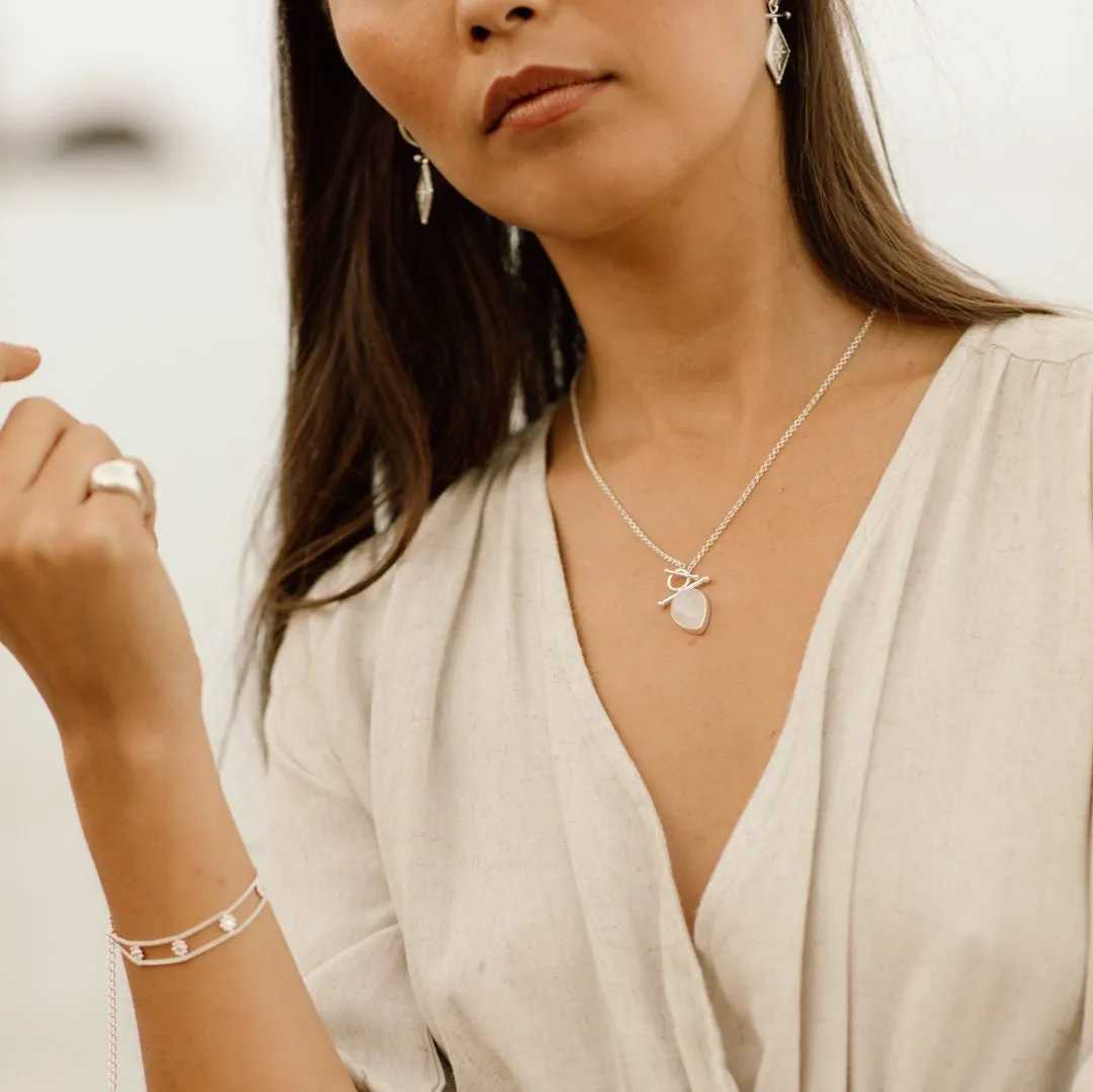 Indra Sterling Silver Rainbow Moonstone Necklace