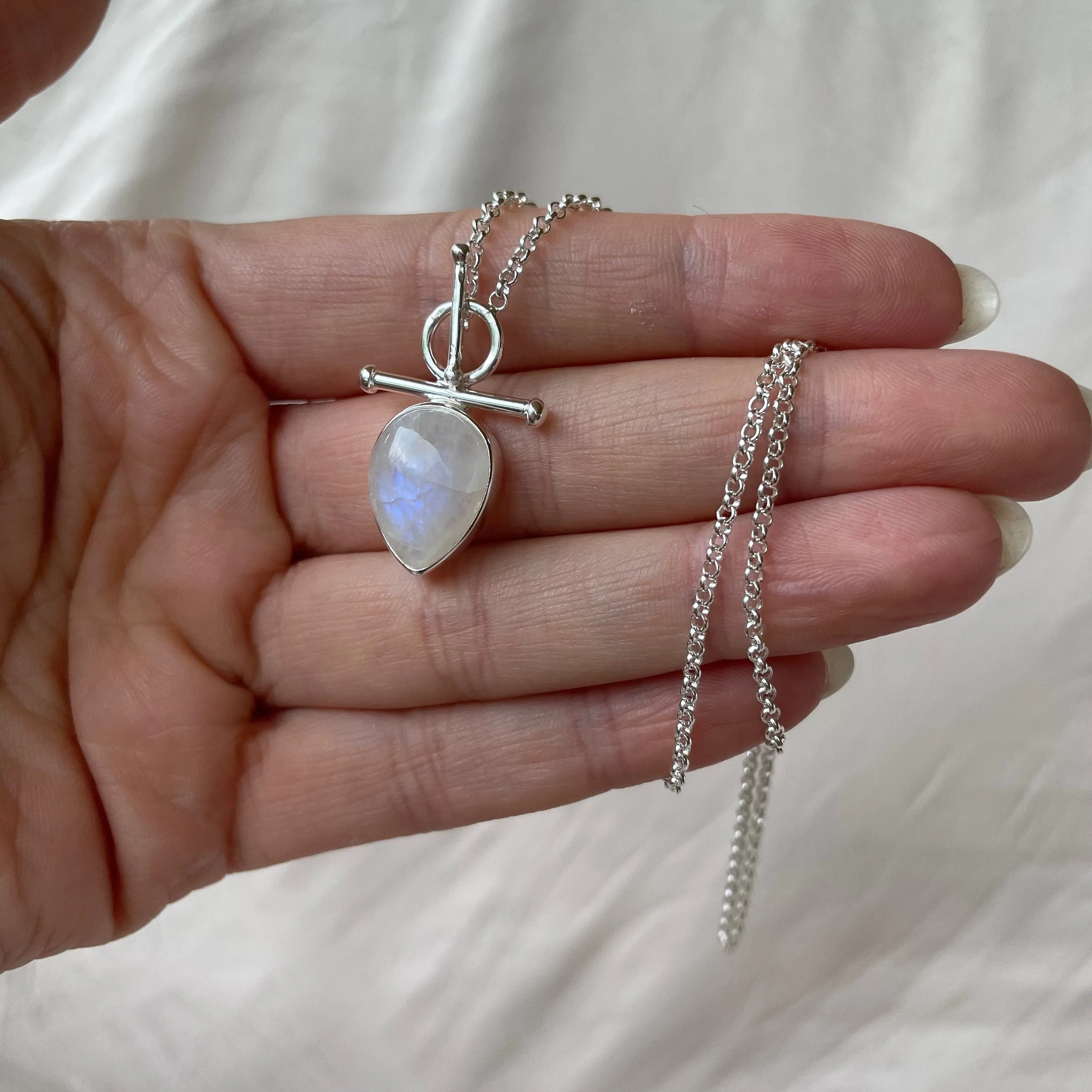Indra Sterling Silver Rainbow Moonstone Necklace
