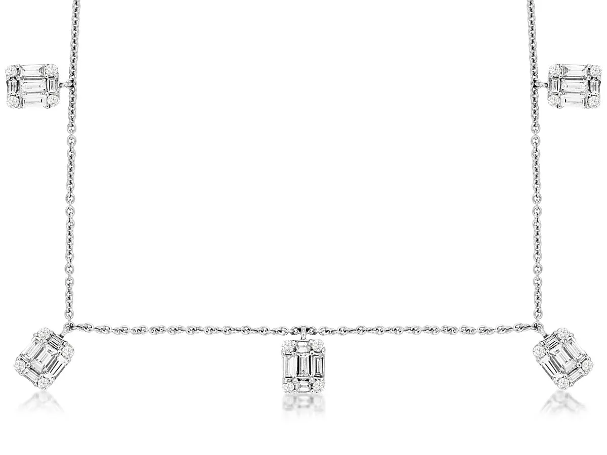 Invisible Set Diamond Dangle Necklace