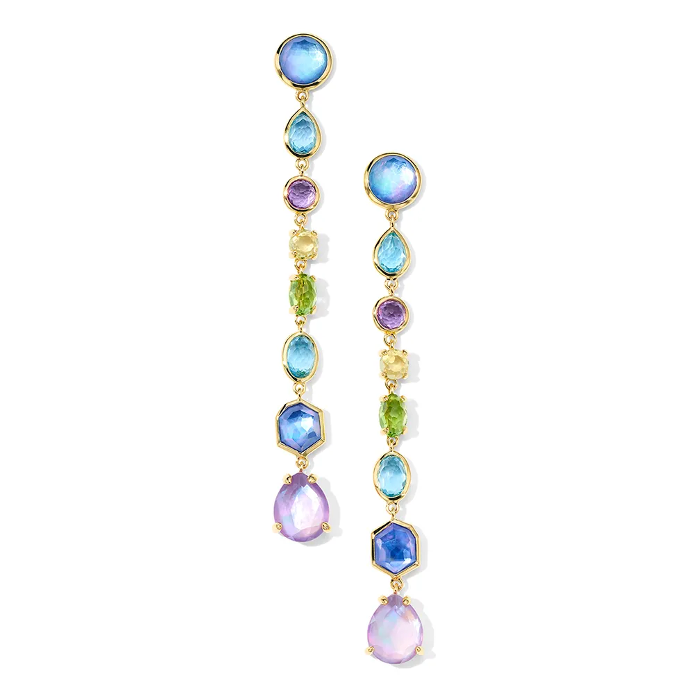 IPPOLITA Rock Candy 18K Yellow Gold Small 8-Stone Linear Drop Earrings