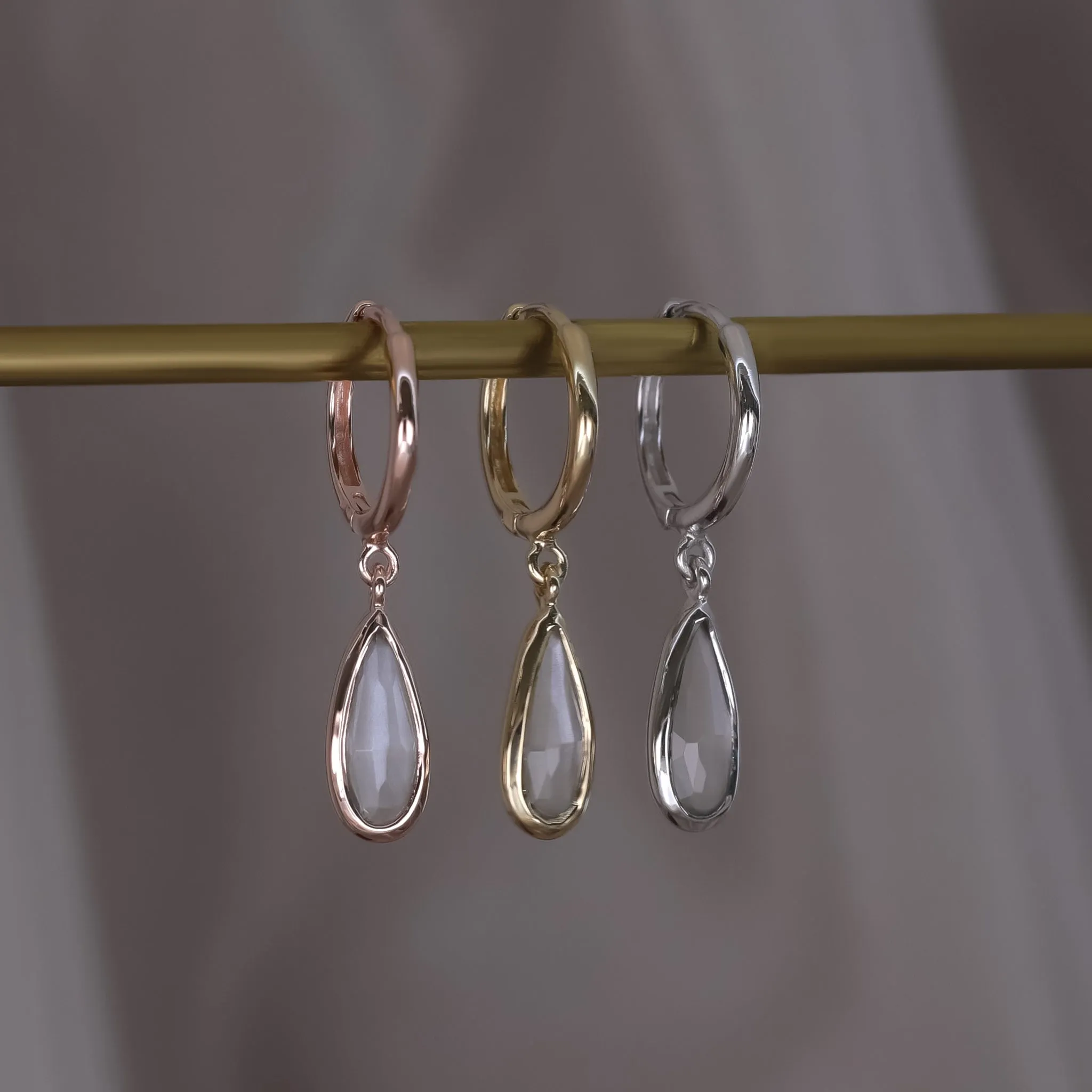 Iris • Grey Moonstone Hoop Earring