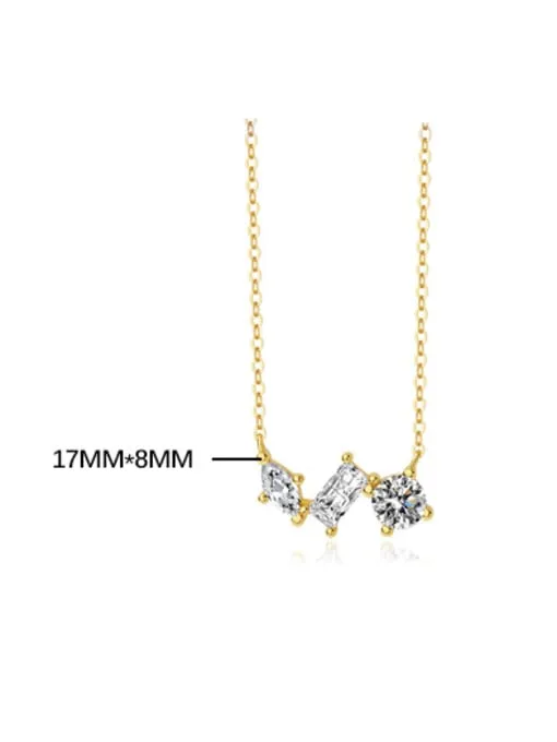 Irregular Zircon Dainty Necklace, Hypoallergenic Tarnish Free Luxury .925 Sterling Silver Dainty Necklace