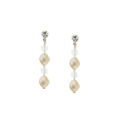 Ivory Twist Pearl Earrings with Crystal