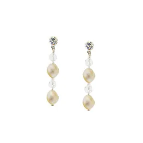 Ivory Twist Pearl Earrings with Crystal