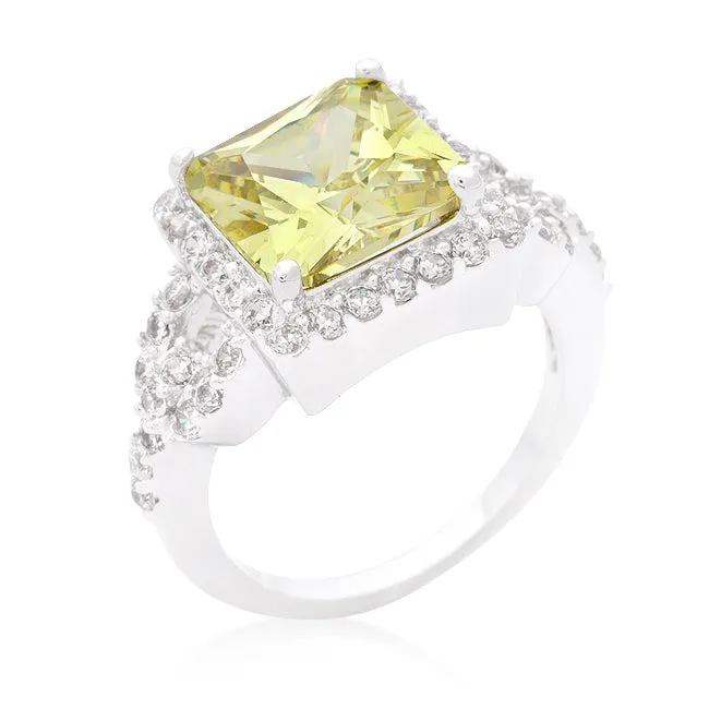 Kara Canary Yellow Princess Cut Halo Cocktail Ring | 6ct
