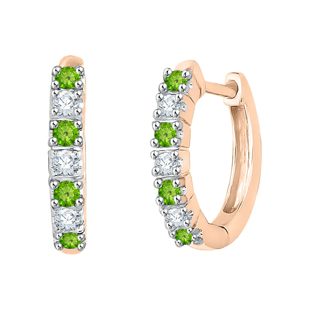KATARINA Diamond and Peridot Huggie Earrings (1/4 cttw GH, I2/I3)