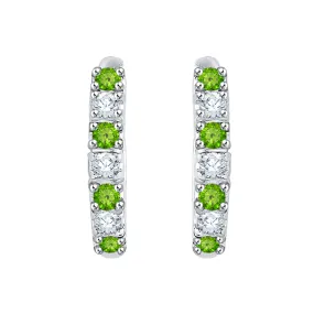 KATARINA Diamond and Peridot Huggie Earrings (1/4 cttw GH, I2/I3)