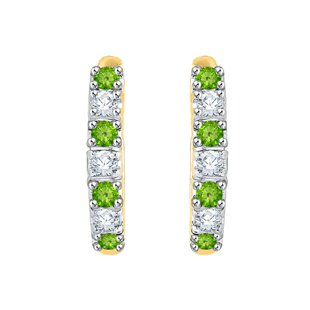 KATARINA Diamond and Peridot Huggie Earrings (1/4 cttw GH, I2/I3)