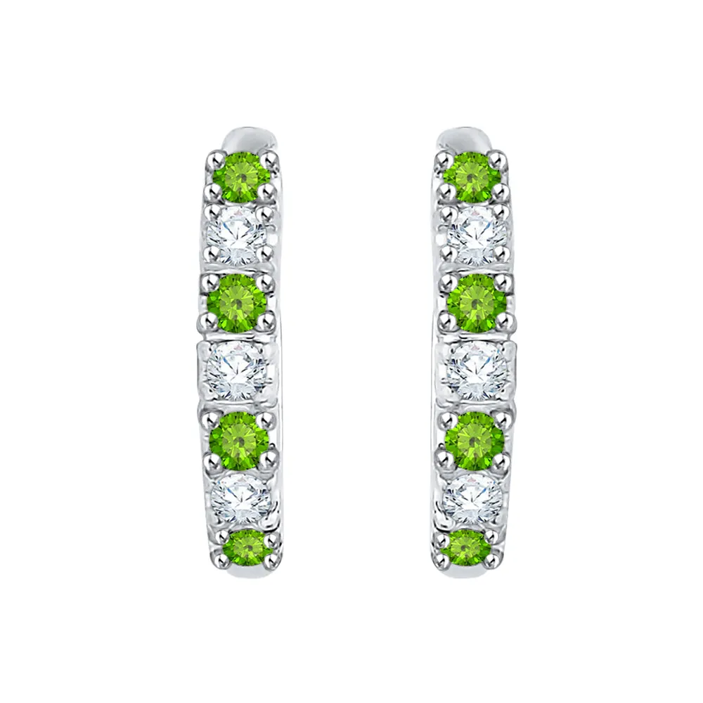 KATARINA Diamond and Peridot Huggie Earrings (1/4 cttw GH, I2/I3)