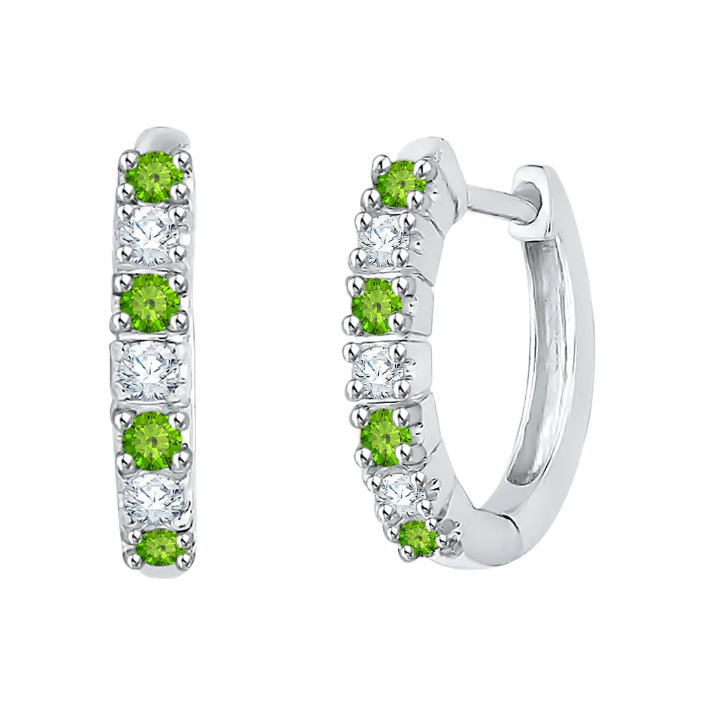 KATARINA Diamond and Peridot Huggie Earrings (1/4 cttw GH, I2/I3)