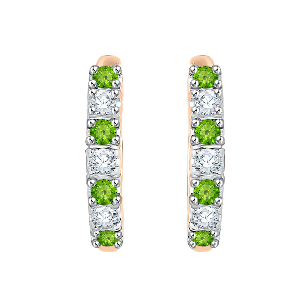 KATARINA Diamond and Peridot Huggie Earrings (1/4 cttw GH, I2/I3)