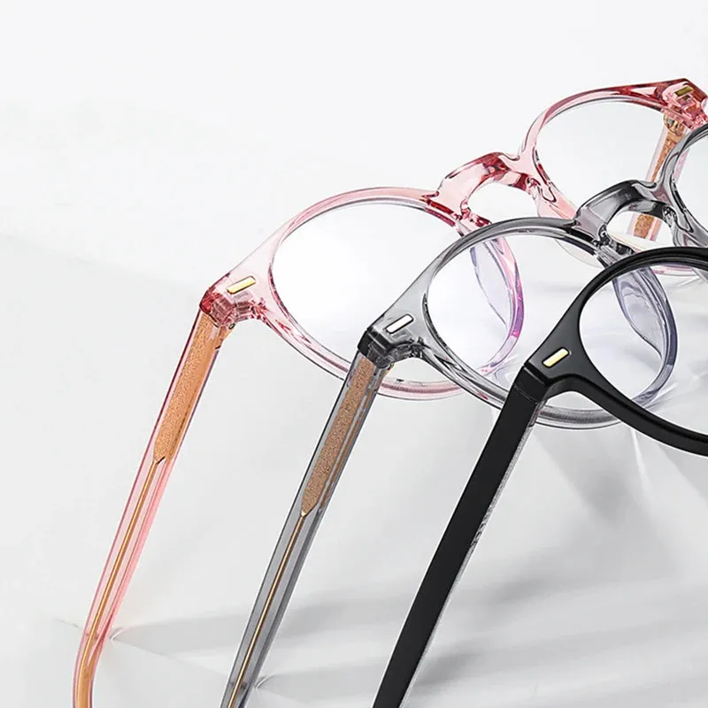 Kocolior Unisex Full Rim Round Tr 90 Acetate Hyperopic Reading Glasses 2083