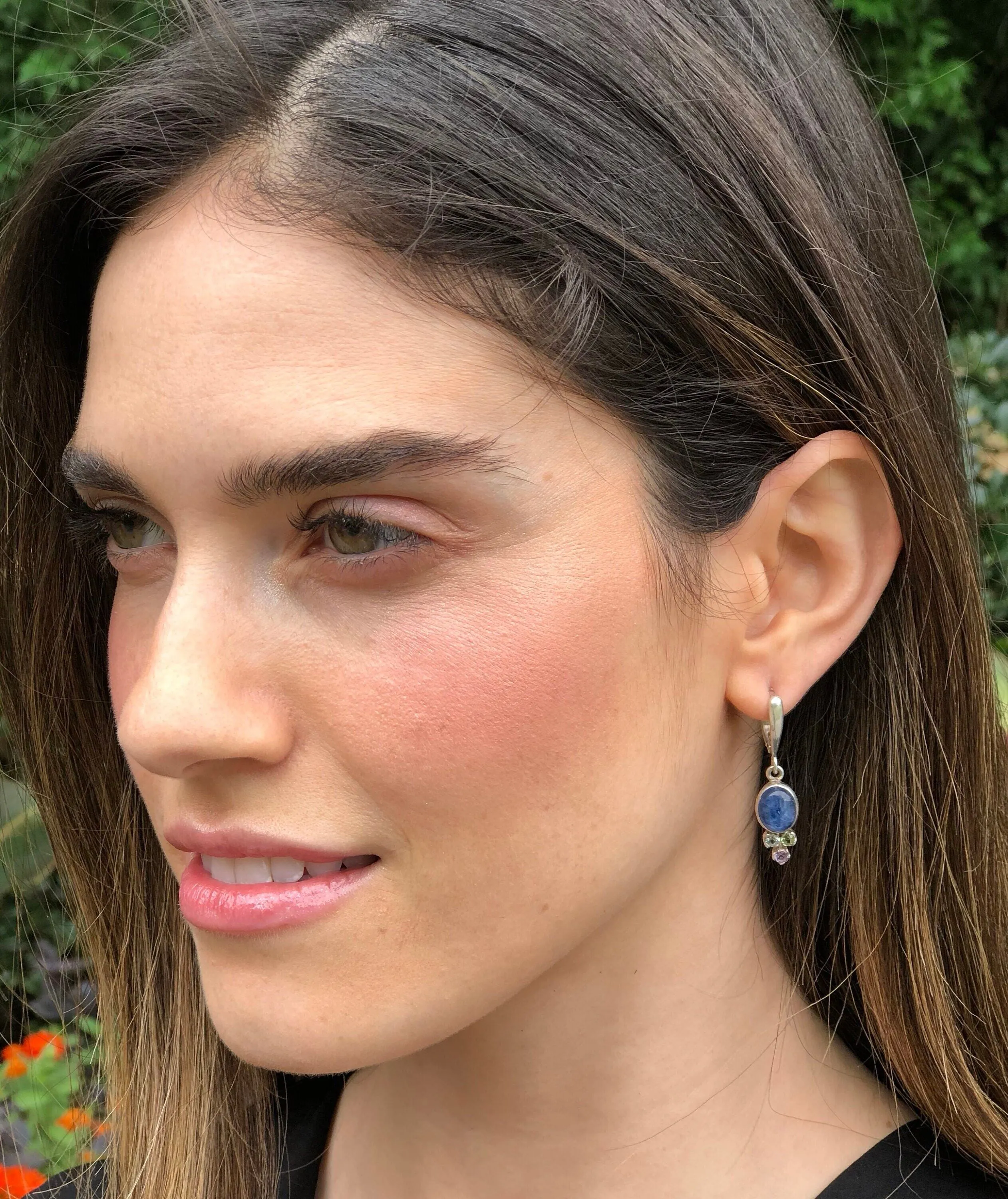 Kyanite Earrings - Blue Vintage Earrings - Multistone Dangling Earrings