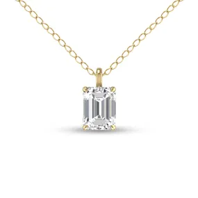 Lab Grown 1/2 Carat Emerald Solitaire Diamond Pendant In 14K Yellow Gold