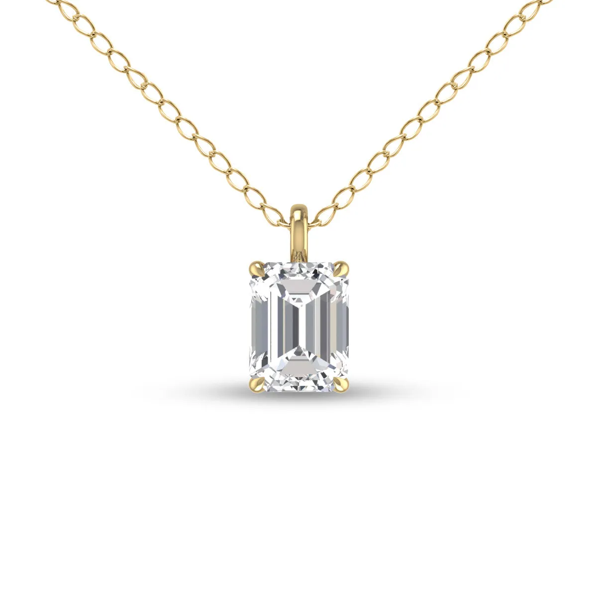 Lab Grown 1/2 Carat Emerald Solitaire Diamond Pendant In 14K Yellow Gold
