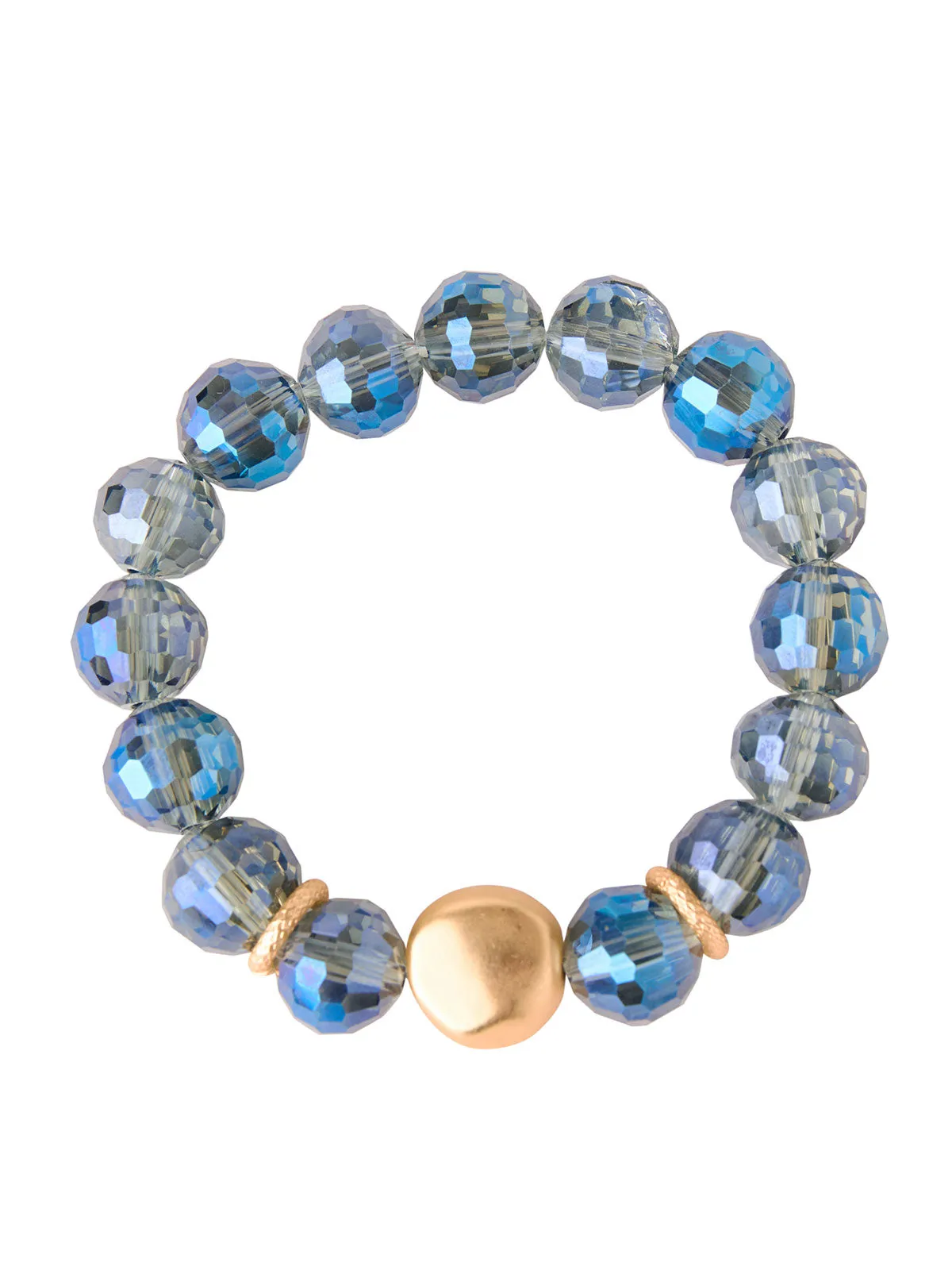 Labradorite and Matte Gold Beaded Stretch Bracelet