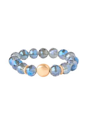Labradorite and Matte Gold Beaded Stretch Bracelet