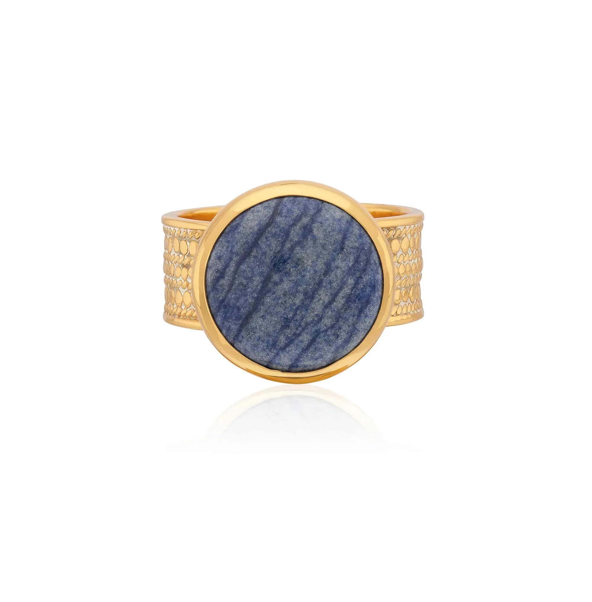 Large Dumortierite Cocktail Ring Gold