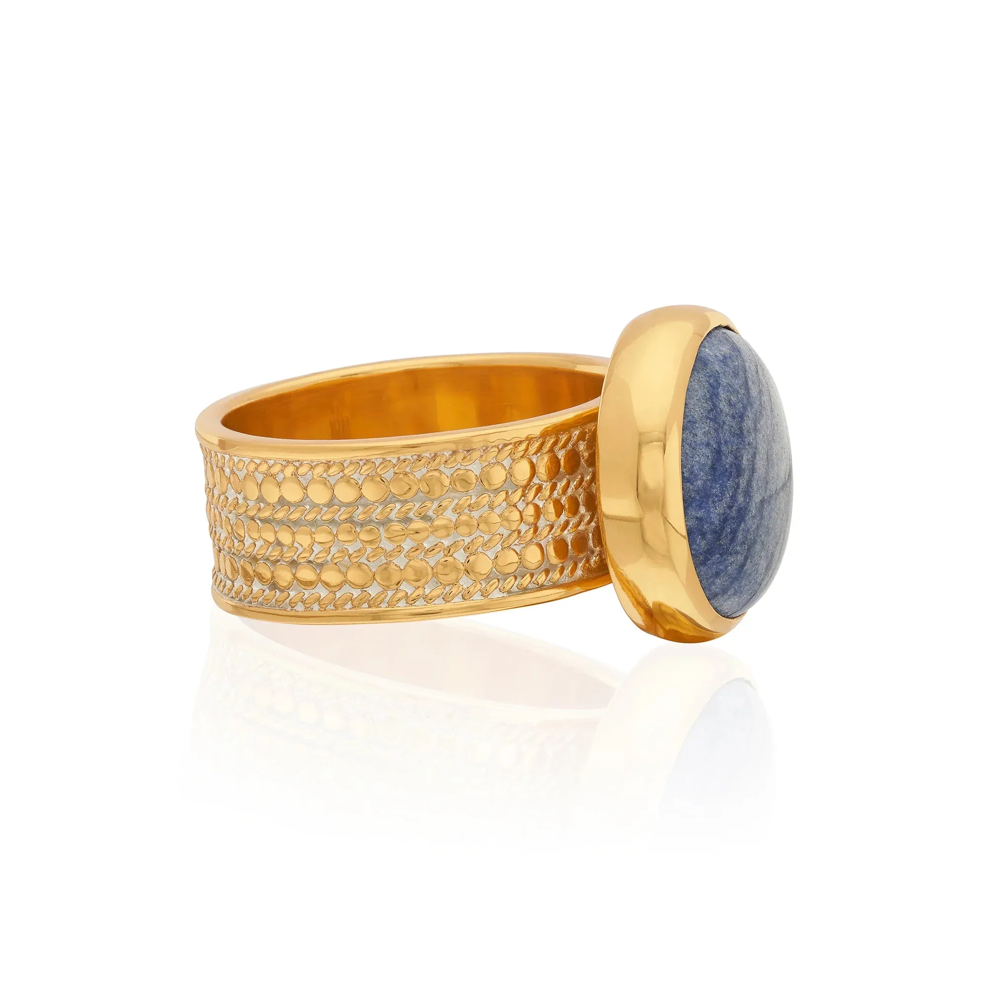 Large Dumortierite Cocktail Ring Gold