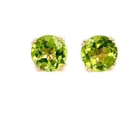 Large Faceted Peridot Stud Earrings