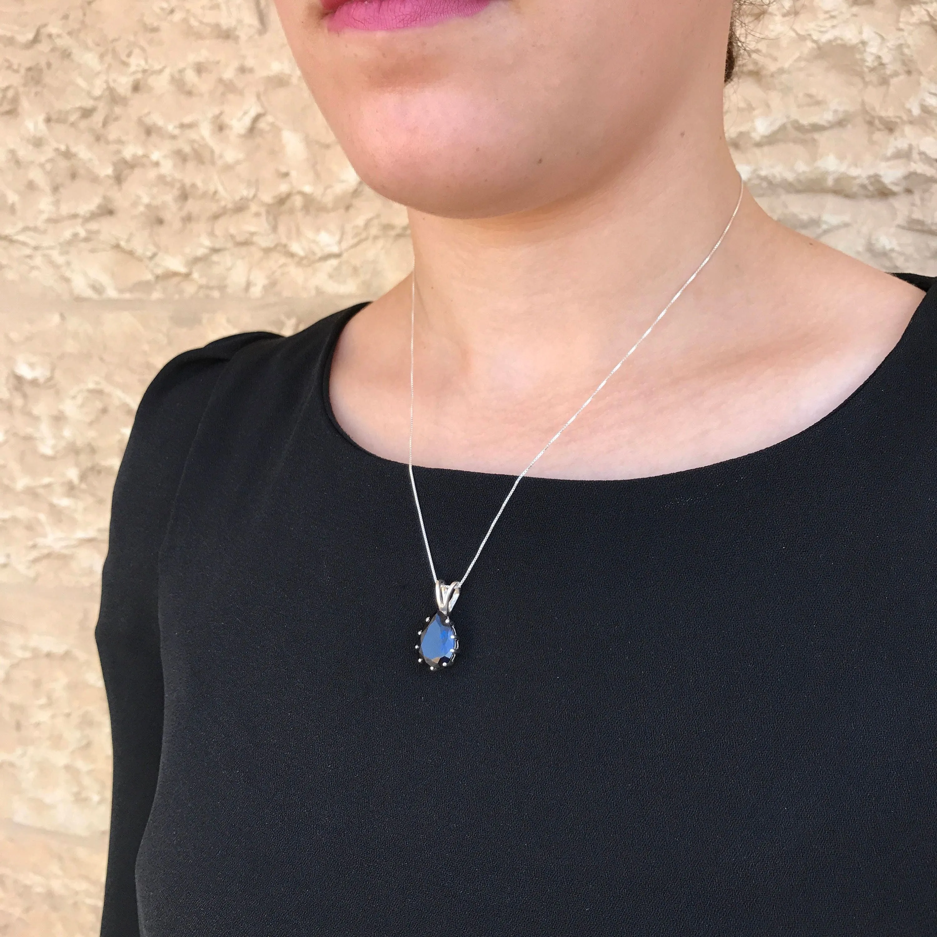 Large Moonstone Pendant - Real Moonstone Necklace - Vintage Teardrop Necklace