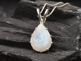 Large Moonstone Pendant - Real Moonstone Necklace - Vintage Teardrop Necklace