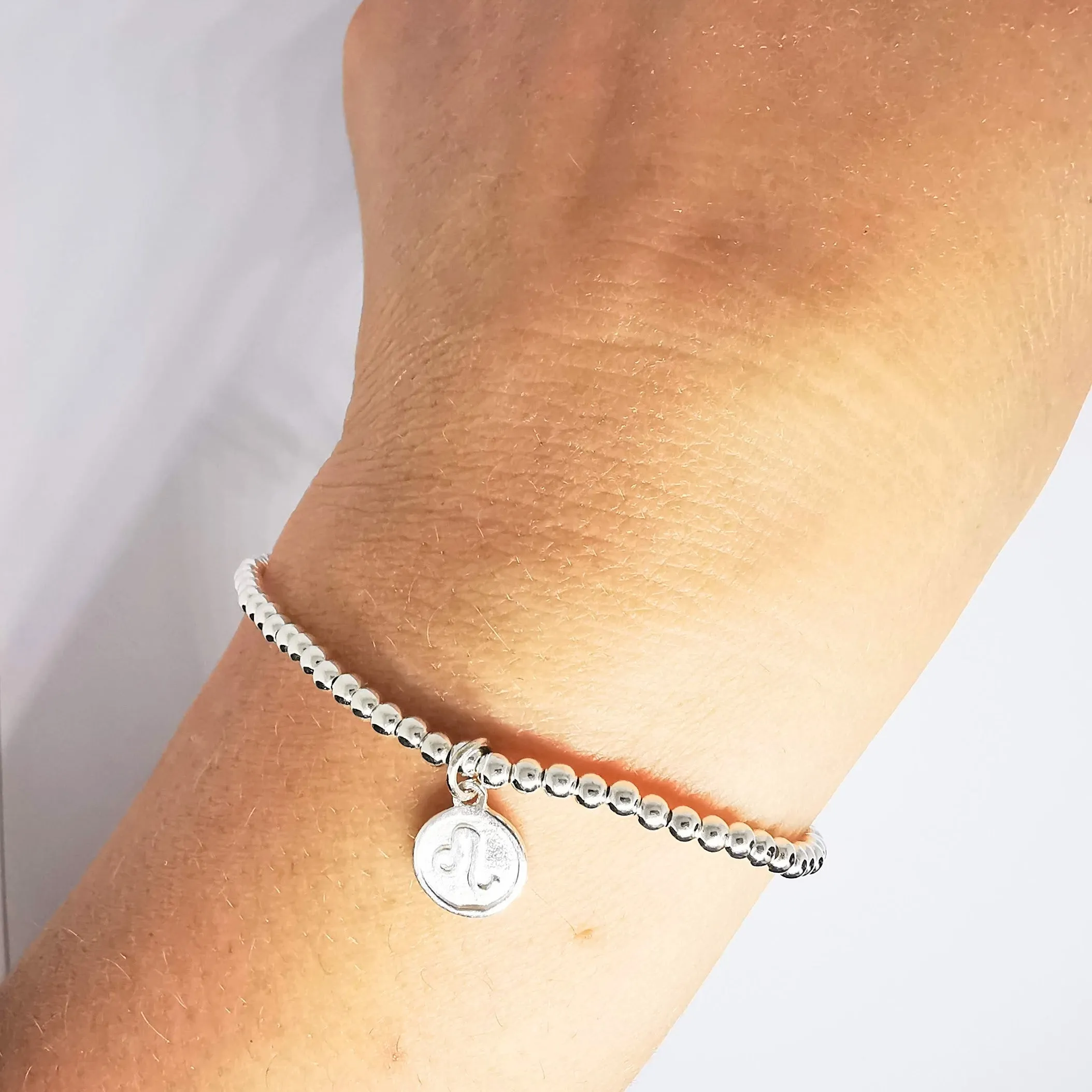 LEO Silver Beaded Bracelet