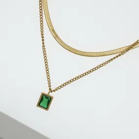 Leonie Layered Necklace (Green)