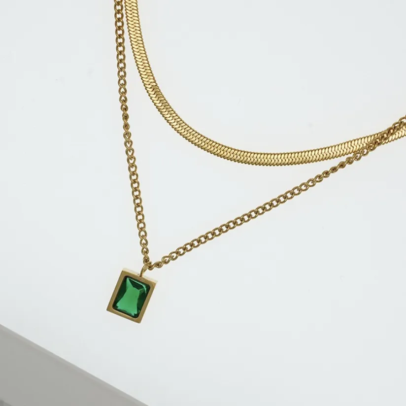 Leonie Layered Necklace (Green)