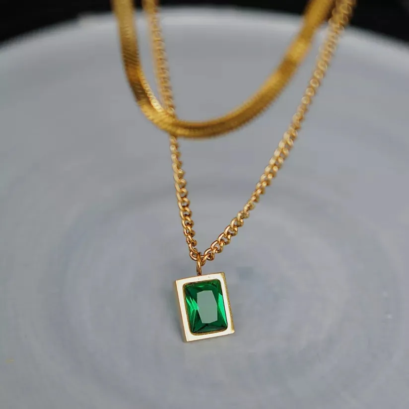Leonie Layered Necklace (Green)