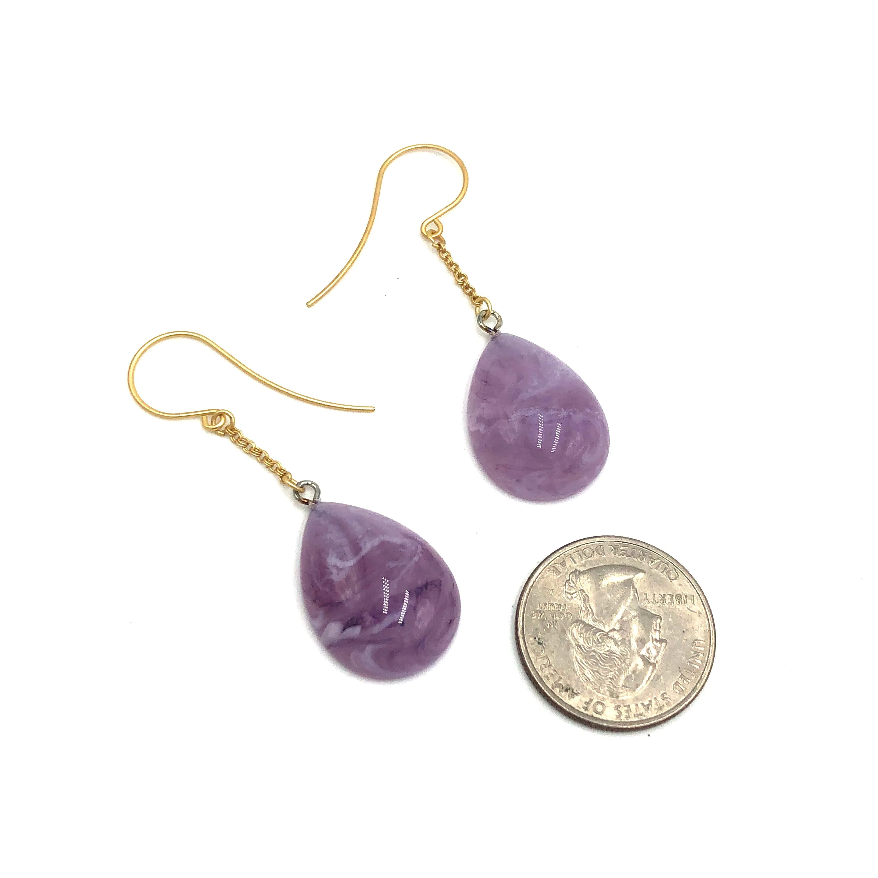 Lilac Pear Chain Earrings