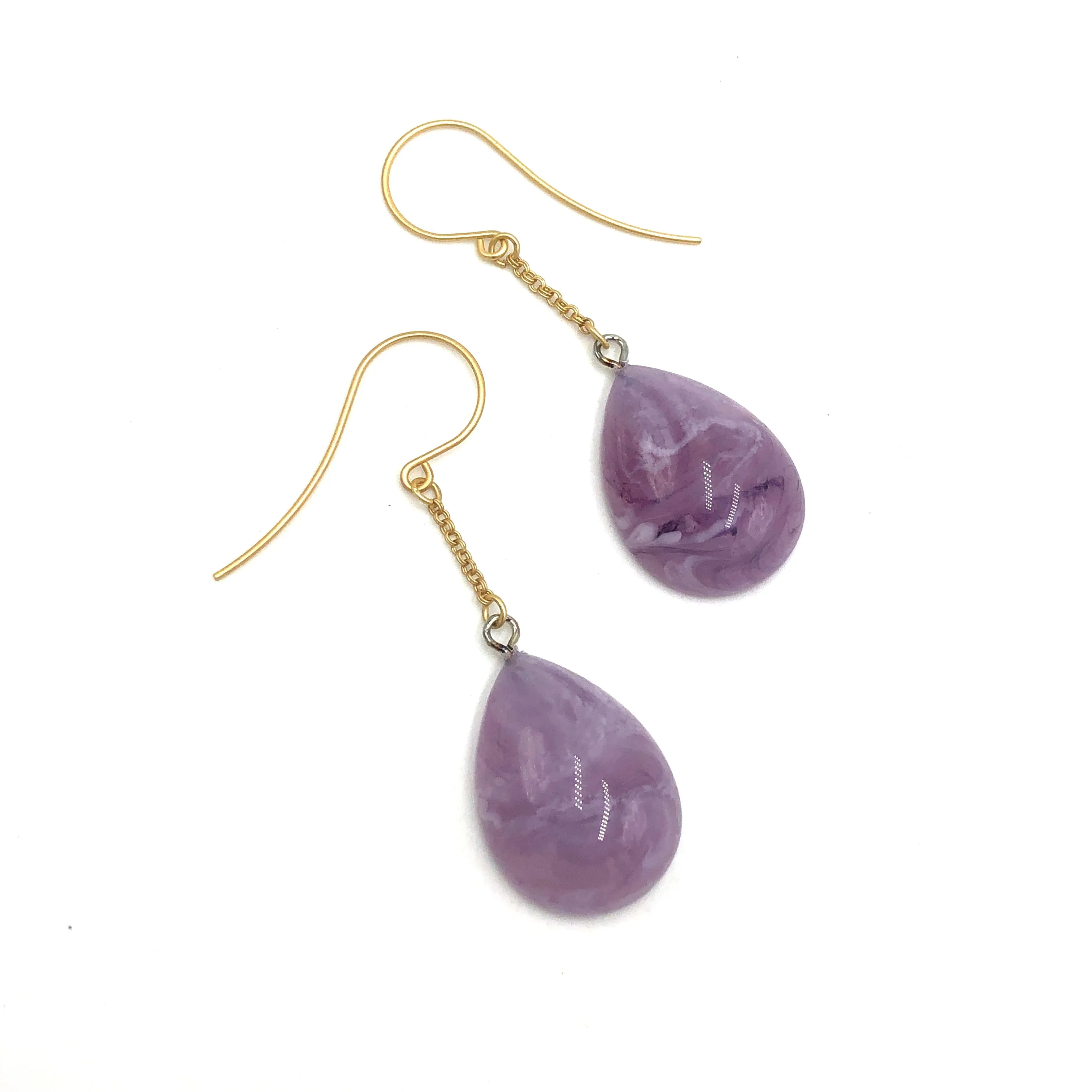 Lilac Pear Chain Earrings