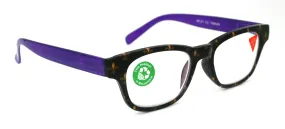 Lilly, (Premium) Reading Glasses (Fleur De Lis)  1 ..  3 Magnifying, Fashion Square Optical Frame. (Purple, Gold, Black) NY Fifth Avenue.