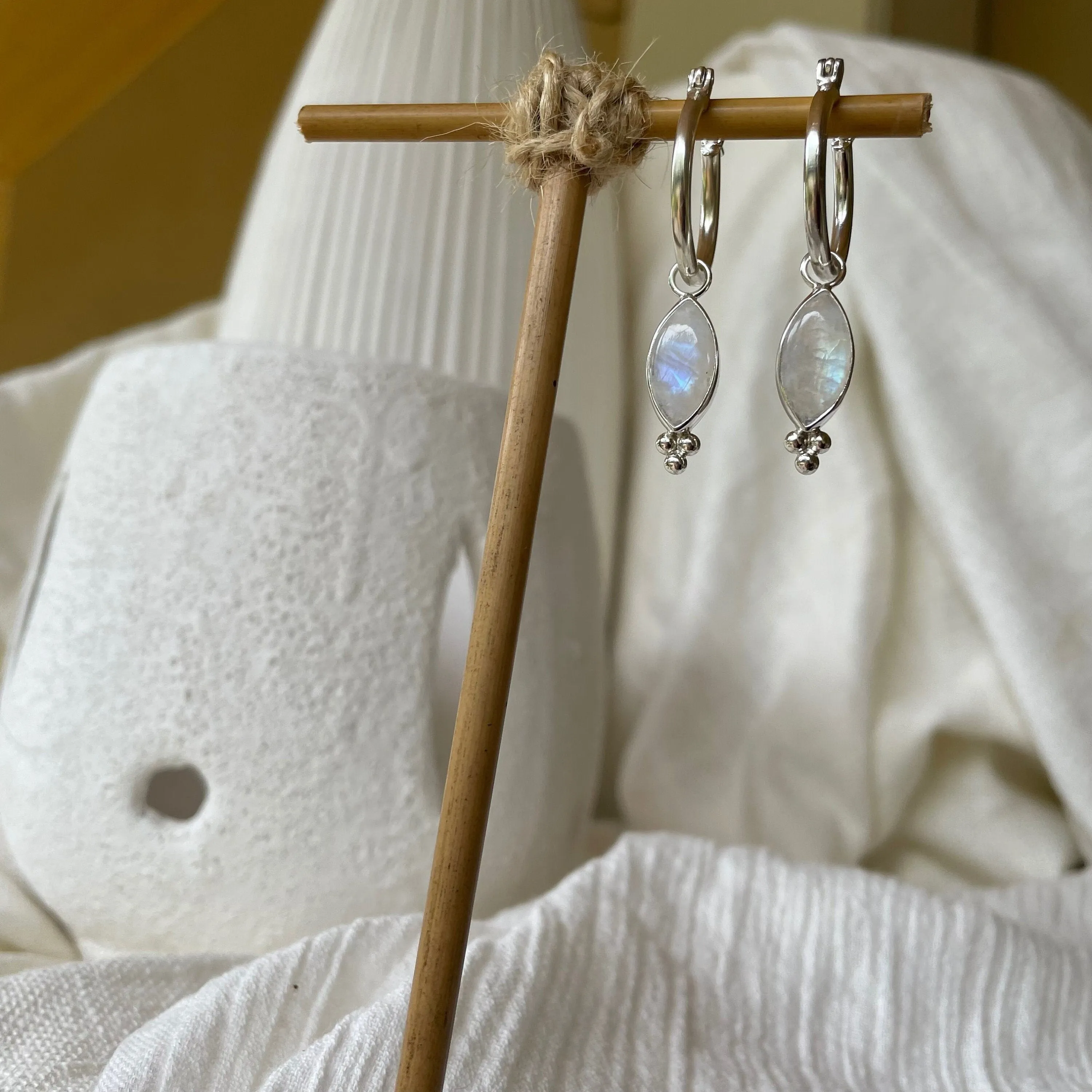 Lover Sterling Silver Rainbow Moonstone Earrings